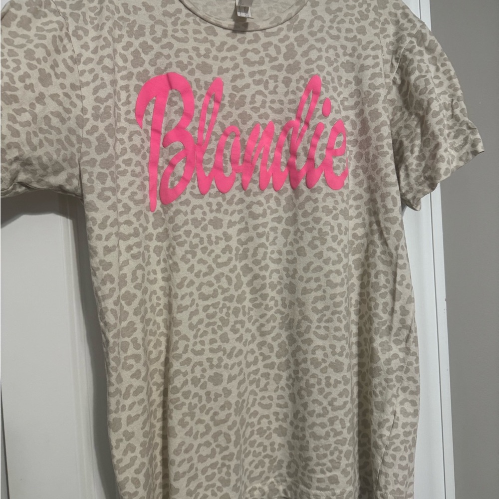 Leopard Print T-Shirt with Pink 'Blondie' Graphic